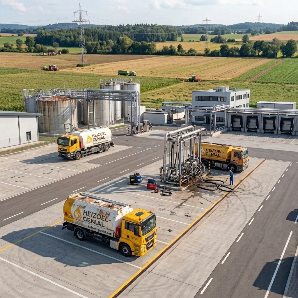 FastEnergy Tankwagen Flotte am Depot — Heizöl Lieferung deutschlandweit